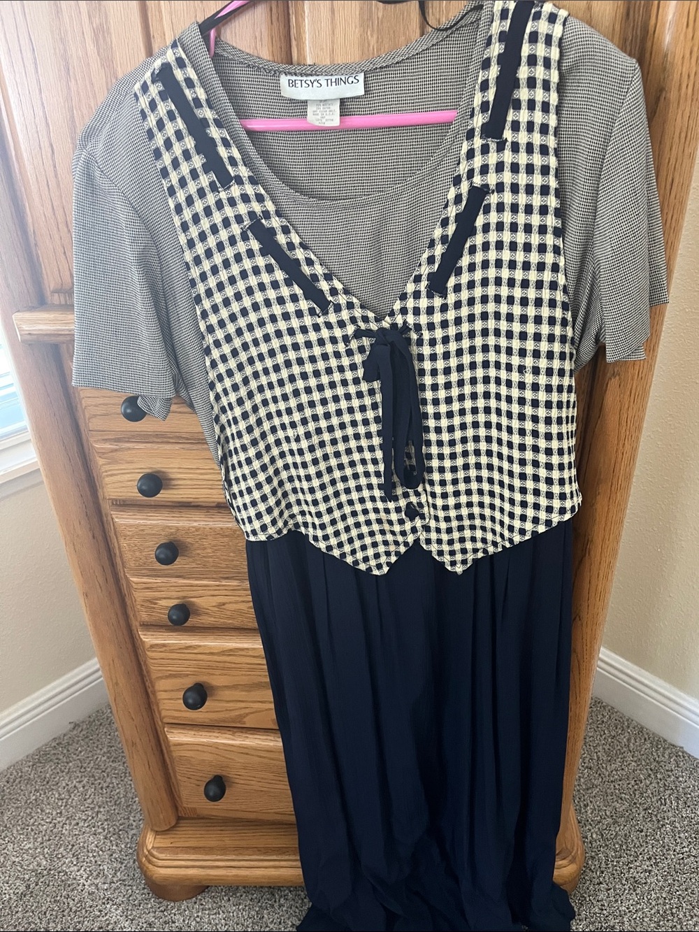 Betsys Things Navy and Cream Midi Dress
